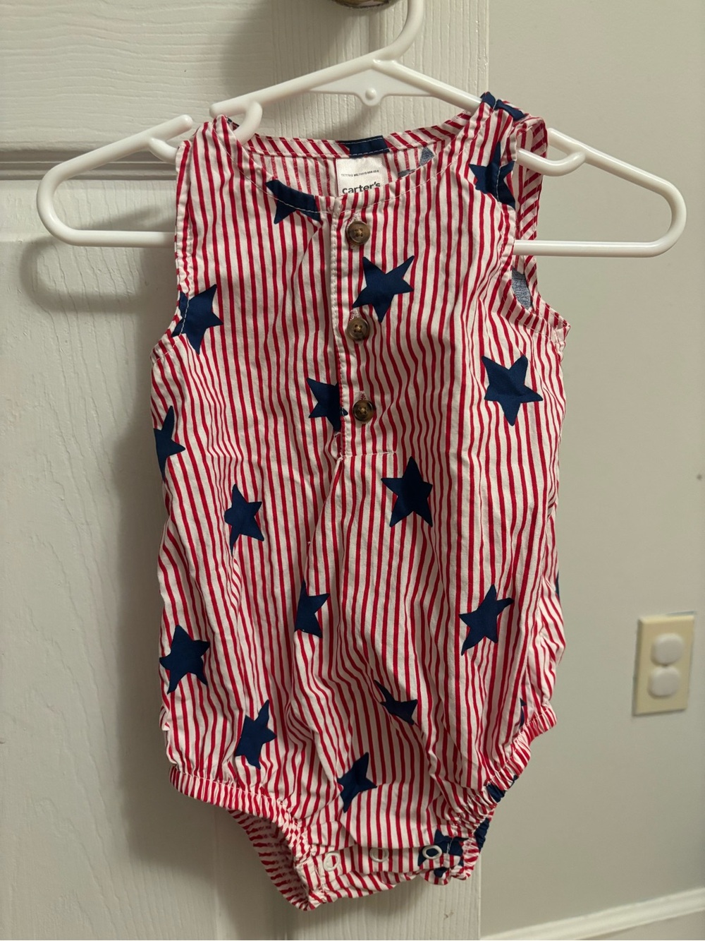 Carter's Red & White Striped Romper with Blue Stars